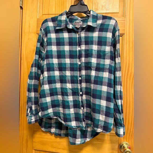 Wrangler women’s teal & navy button down shirt size XL - Picture 1 of 5